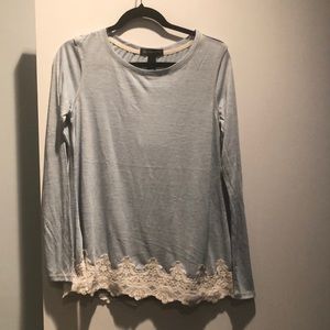 INC Women’s long sleeve lace trimmed T-Shirt